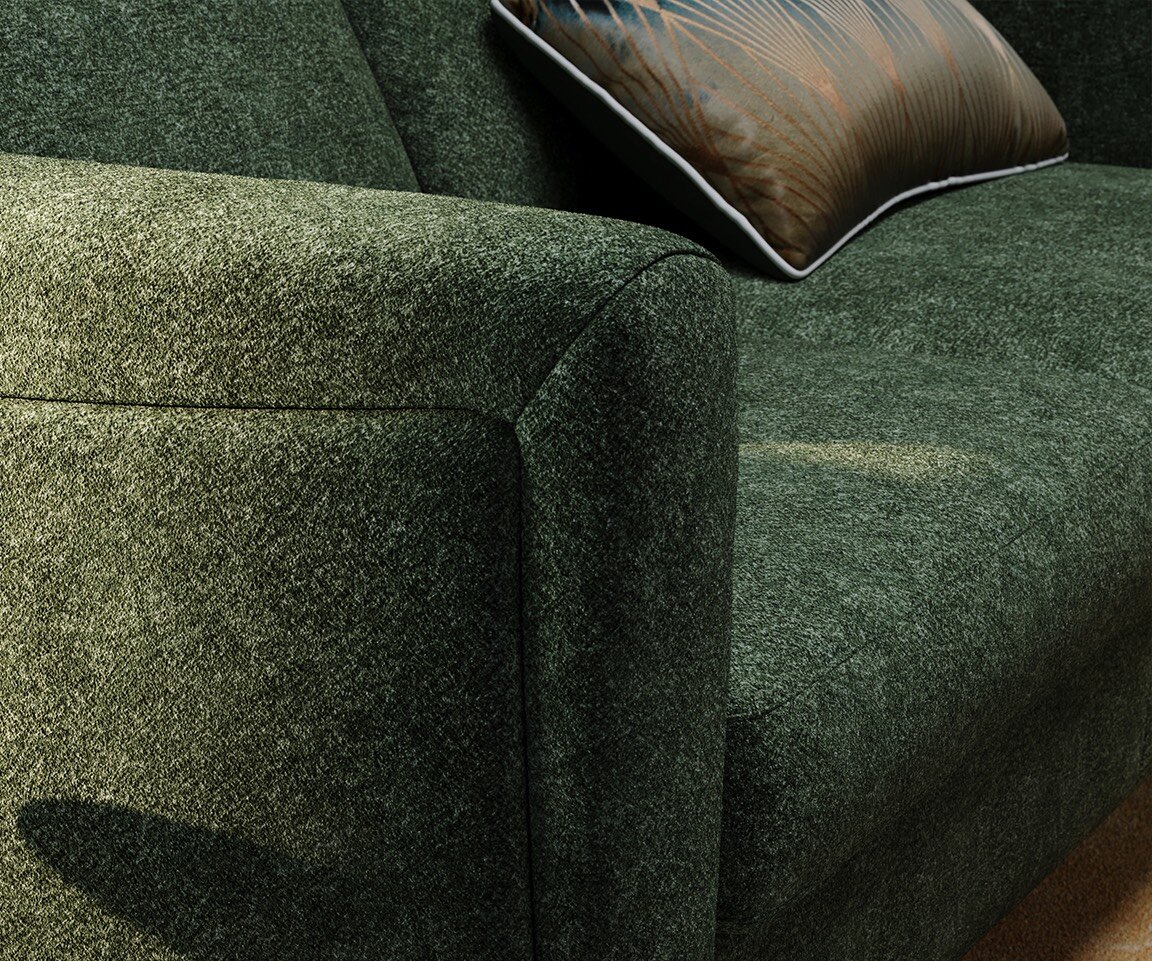 Zbliżenie na kanapę KLER Bolero W180 zieloną