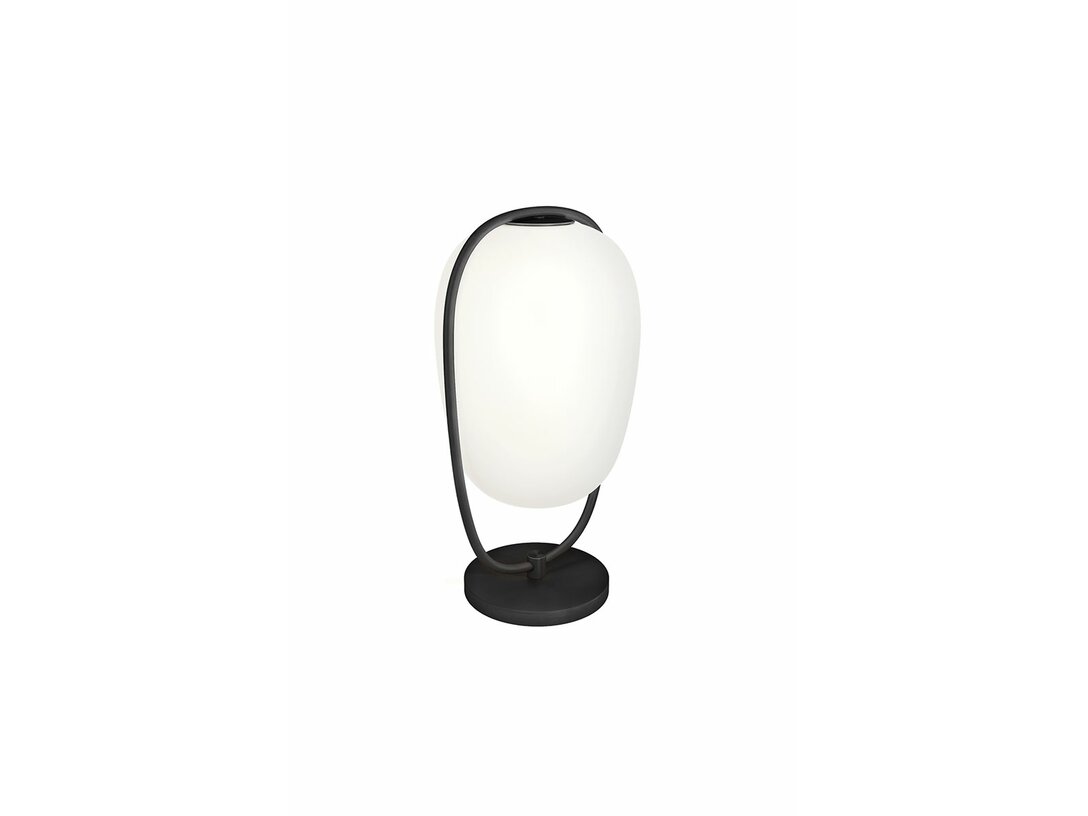 Lampa stołowa Kundalini Lannà E27, brak żarówek w komplecie, proponowane fluo 1x20W lub LED 1x10W, kolor biały, materiał szkło