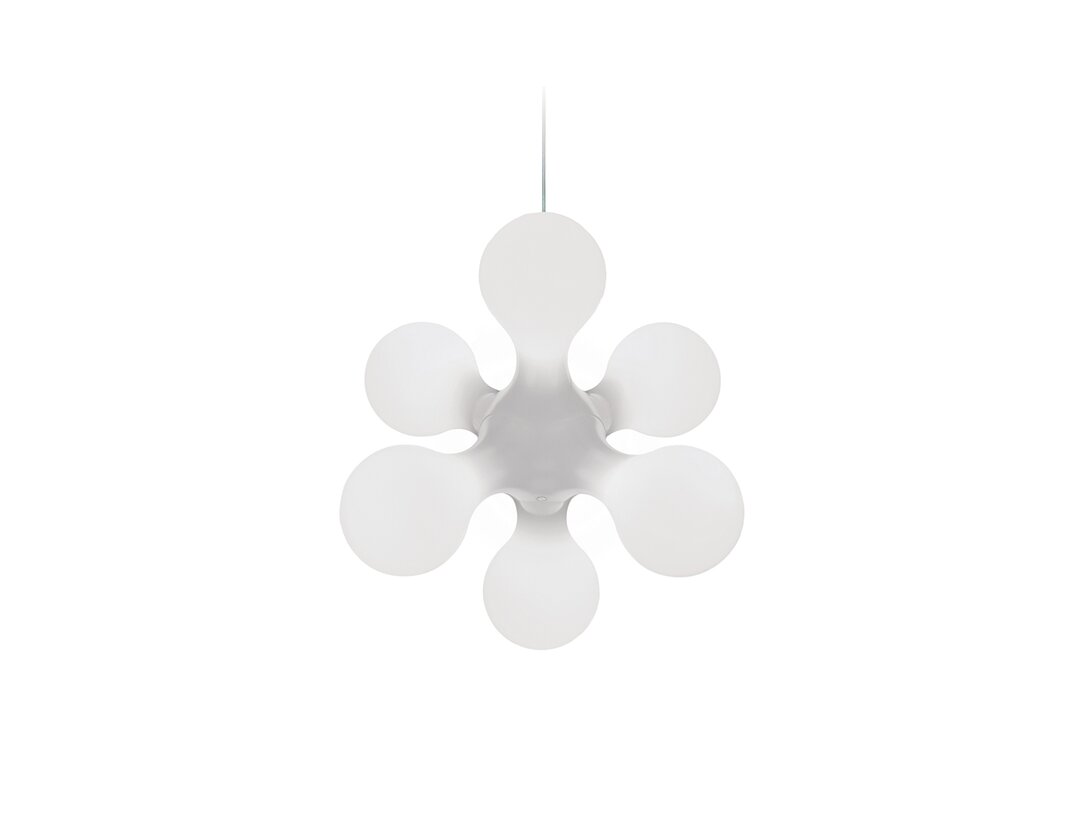 Lampa wisząca Kundalini Atomium E14x6, brak żarówek w komplecie, proponowane halogen 6x40W, fluo 6x12W lub LED 6x6W, kolor biały, materiał tworzywo sztuczne