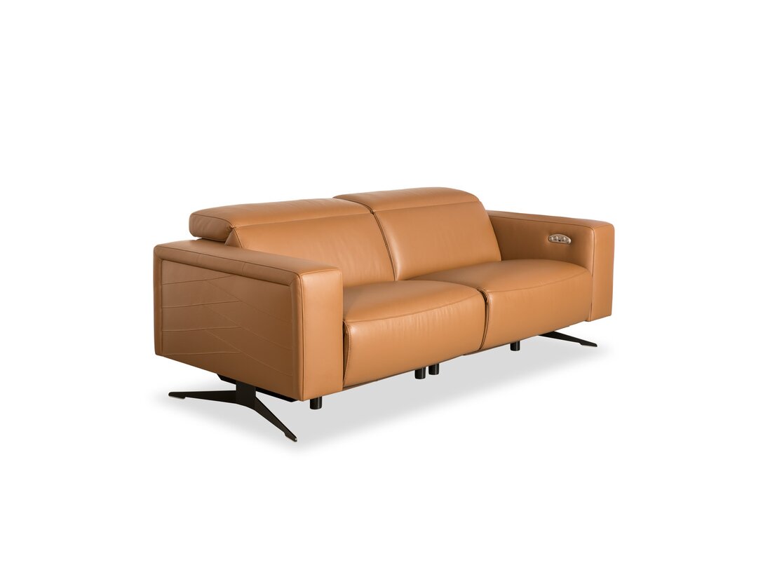 Kanapa dwuosobowa KLER Sonore W200, kolor brązowy, materiał skóra Elegante, funkcje: funkcja relaks zasilana sieciowo, regulowane zagłówki zasilane sieciowo