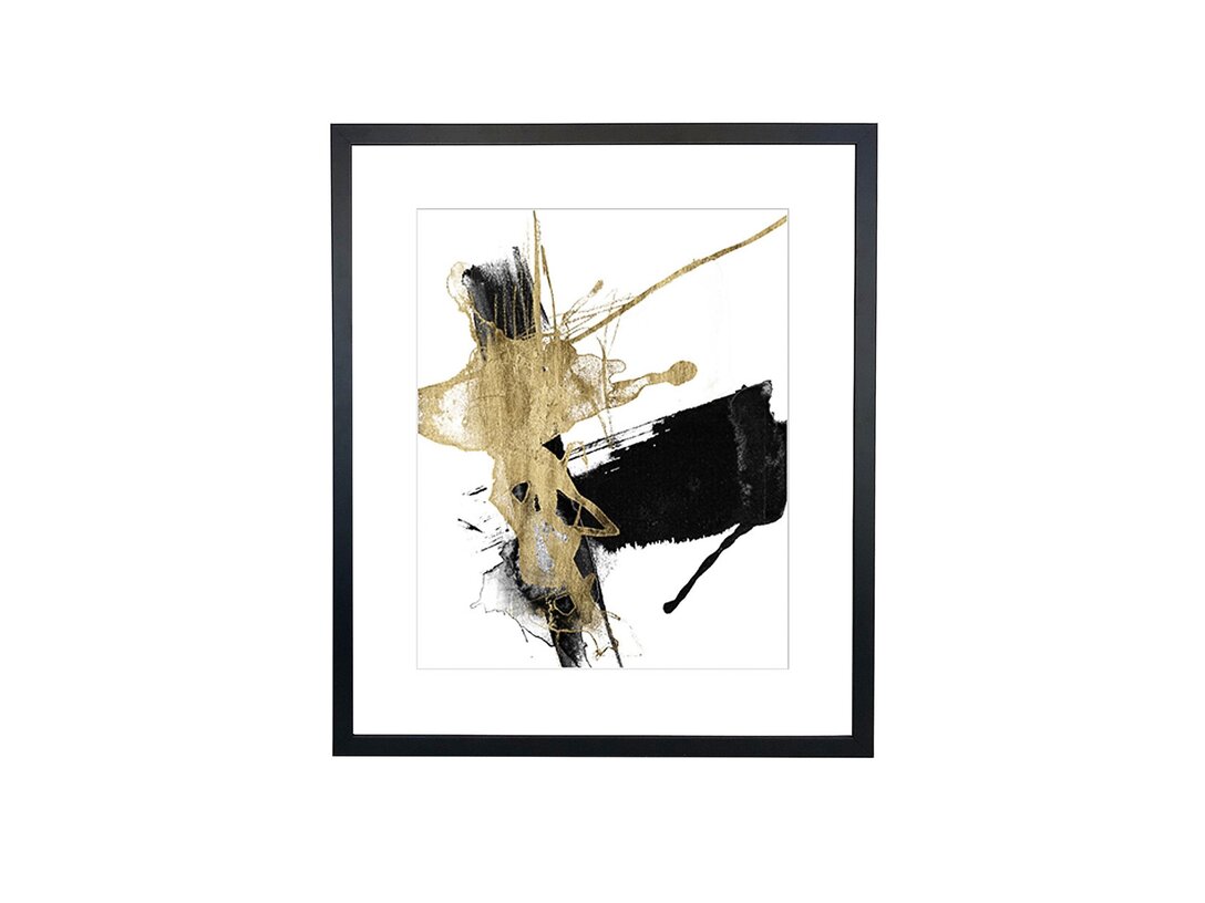 Obraz Czarno-złota abstrakcja II Kler Accessories 60x70 cm, materiał drewno