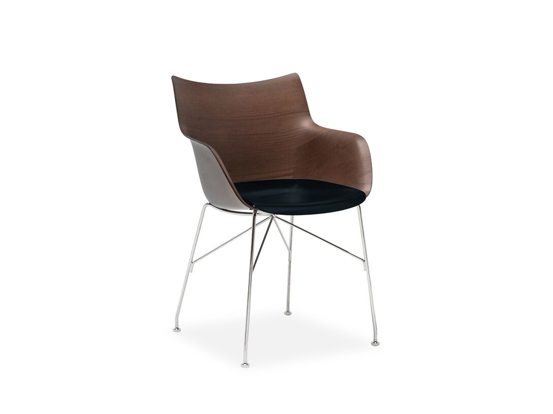 Krzesło Kartell Q/Wood, kolor brązowy, materiał drewno
