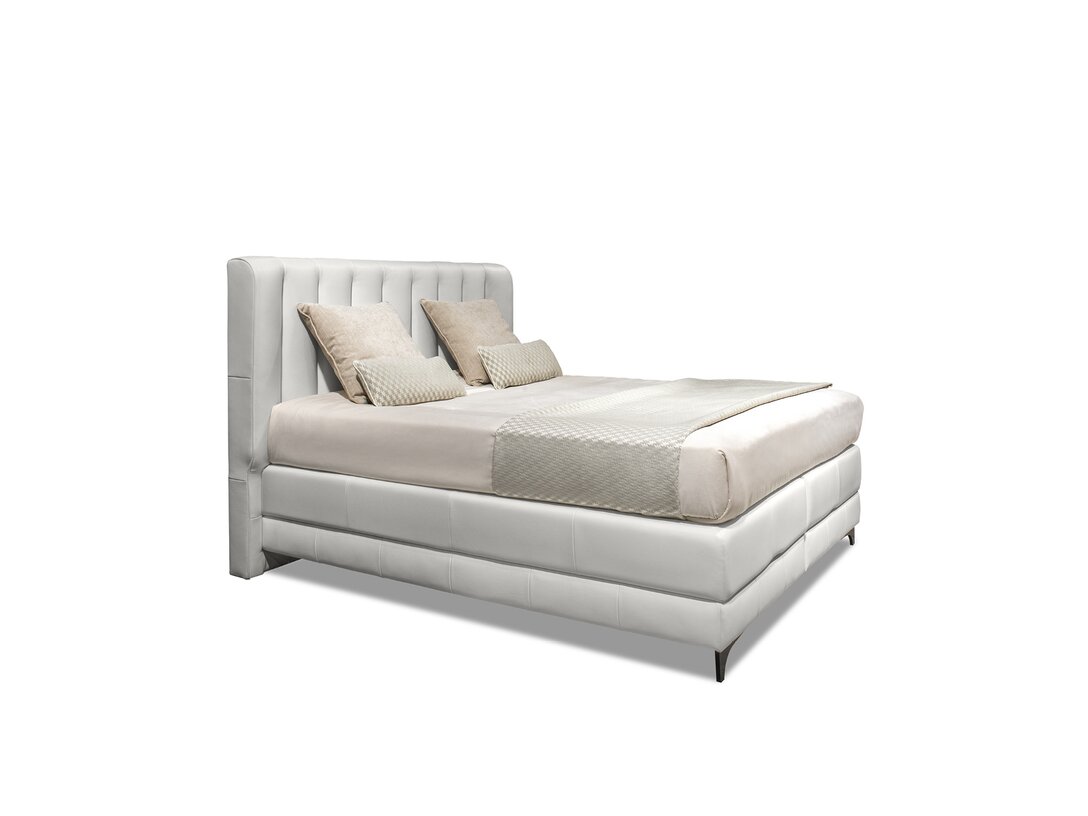 Łóżko kontynentalne KLER Cupido L106 160x200 cm, kolor biały, materiał skóra Perfetta, stelaż tak, materac nie, funkcje: 