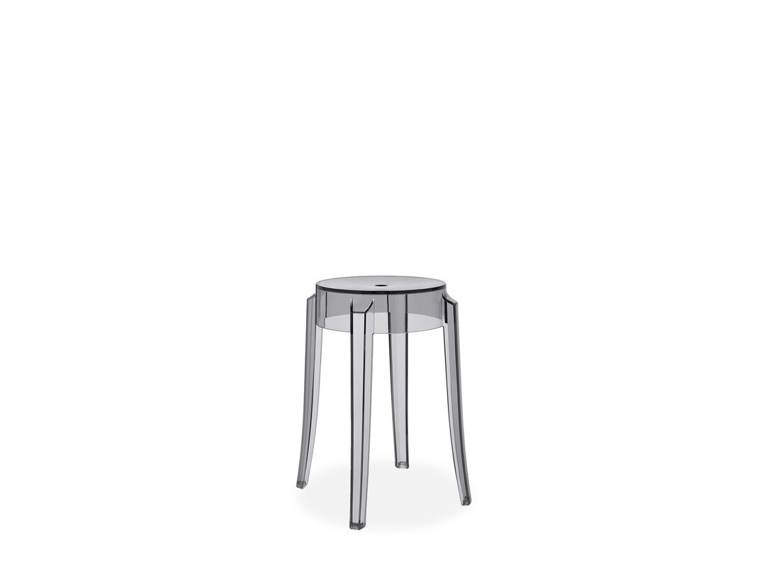 Taboret Kartell Charles Ghost, kolor szary, materiał tworzywo syntetyczne