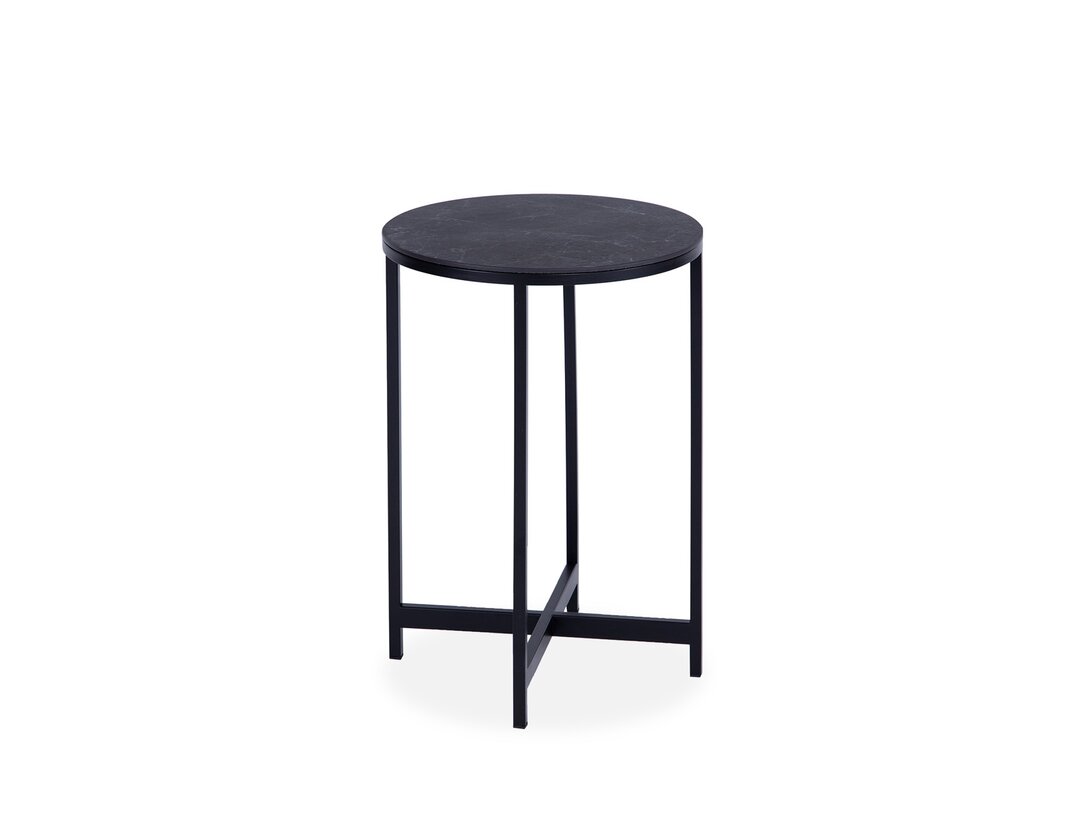 Stolik pomocniczy Tavolini York  x , śr. 40 cm, kolor czarny, materiał spiek kwarcowy