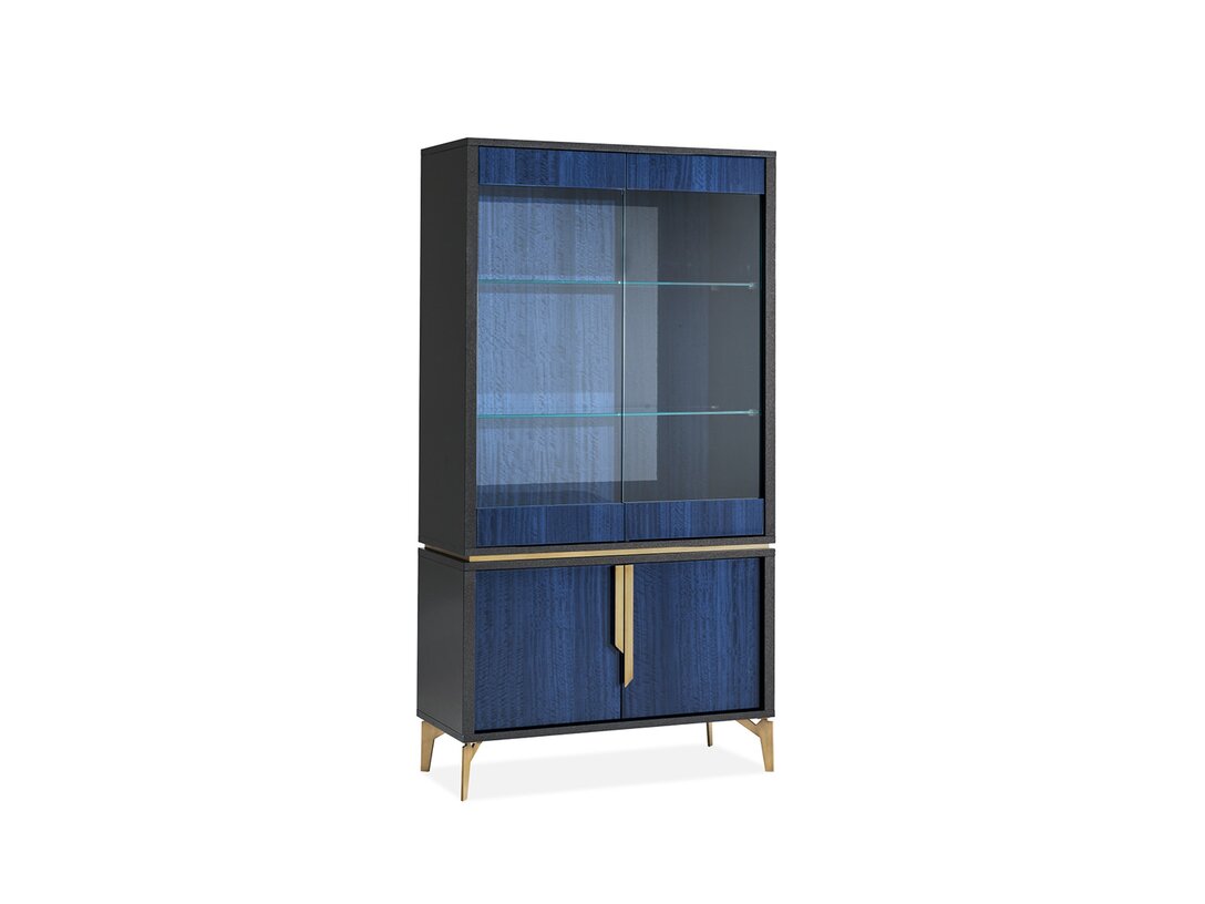 Vitrína Alf Italia Oceanum, barva modrá, materiál  - přírodní dýha, počet dveří 2