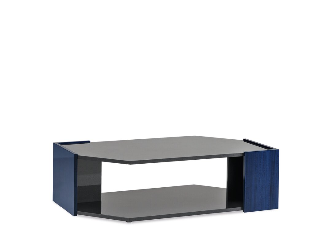 Stolik kawowy Alf Italia Oceanum 126 cm x 76 cm, śr. , kolor niebieski, materiał fornir naturalny