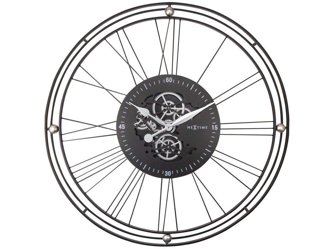 Zegar ścienny Nextime Roman Gear Clock XXL 90,5 cm, kolor srebrny, materiał metal