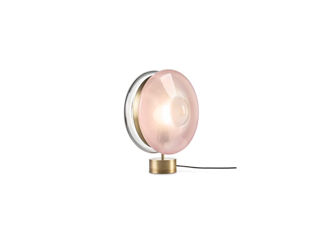 Lampa stołowa Bomma Orbital E27, LED, max. 13W, kolor różowy, materiał szkło