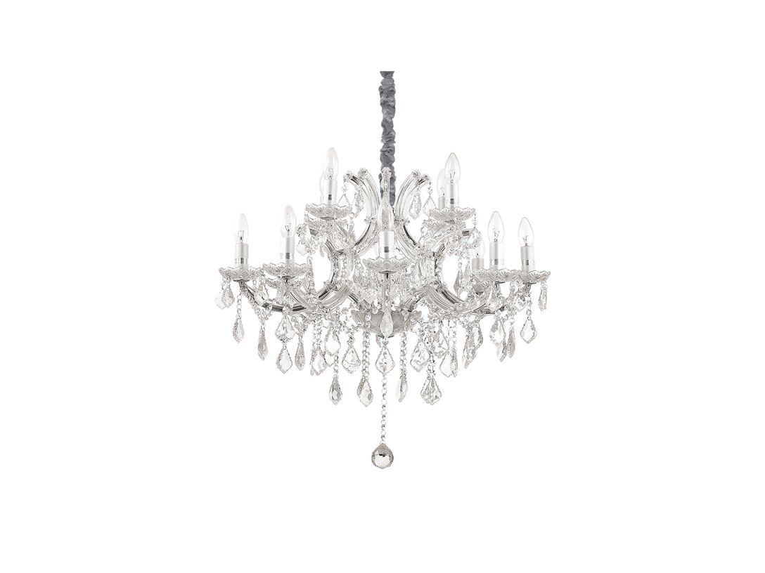 Lampa wisząca Ideal-Lux Napoleon E14 max. 12x40W (brak żarówek w komplecie), kolor srebrny, materiał szkło
