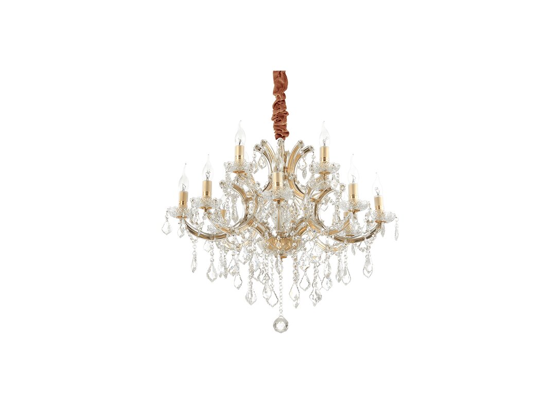 Lampa wisząca Ideal-Lux Napoleon E14 max. 12x40W (brak żarówek w komplecie), kolor złoty, materiał szkło