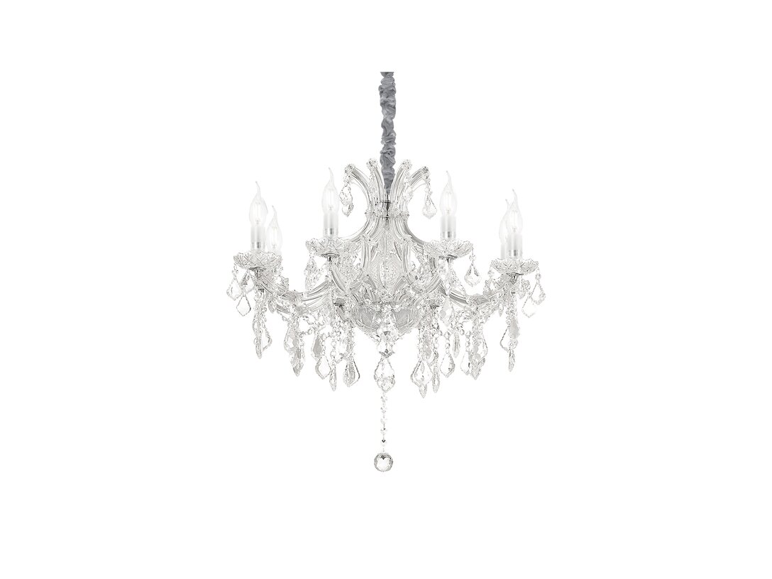 Lampa wisząca Ideal-Lux Napoleon E14 max. 8x40W (brak żarówek w komplecie), kolor srebrny, materiał szkło