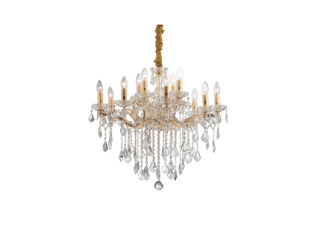 Lampa wisząca Ideal-Lux Florian E14 max. 12x40W (brak żarówek w komplecie), kolor złoty, materiał szkło