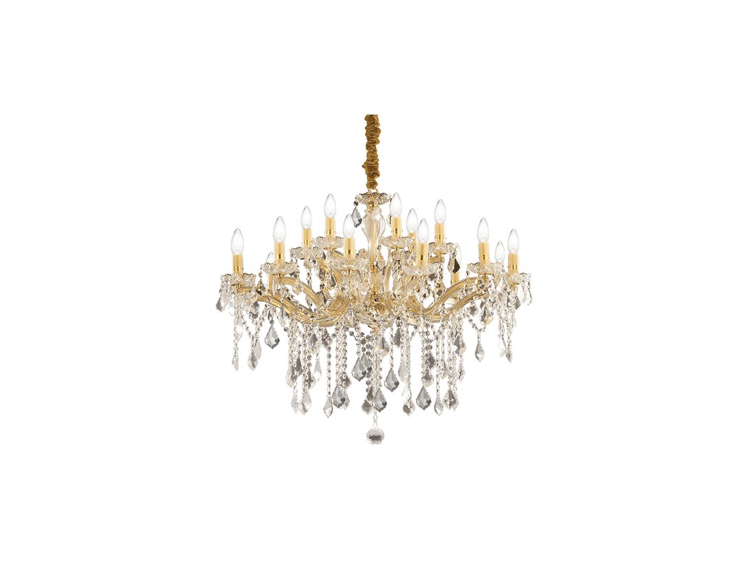 Lampa wisząca Ideal-Lux Florian E14 max. 18x40W (brak żarówek w komplecie), kolor złoty, materiał szkło