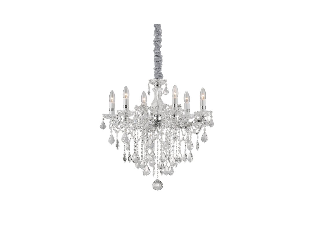 Lampa wisząca Ideal-Lux Florian E14 max. 6x40W (brak żarówek w komplecie), kolor srebrny, materiał szkło