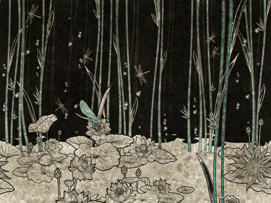 Tapeta Inkiostro Bianco Bluemoon, materiał Gold Leaf