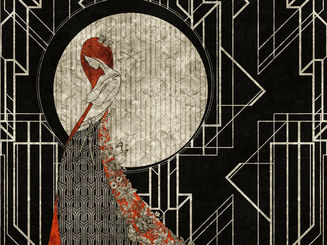 Tapeta Inkiostro Bianco Aubrey, materiał Gold Leaf