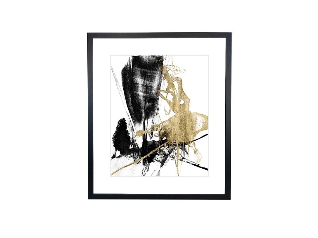 Obraz Czarno-złota abstrakcja III Kler Accessories 60x70 cm, materiał drewno
