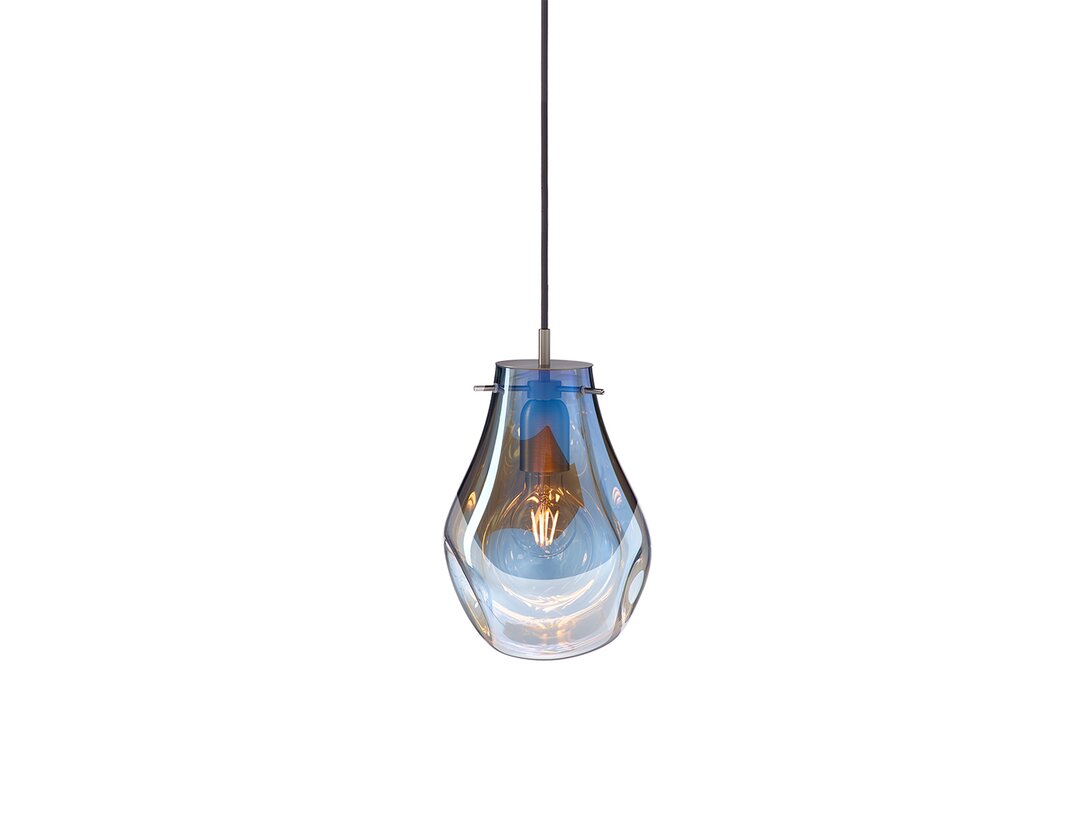 Lampa wisząca Bomma Soap E27, LED, max. 13W, kolor niebieski, materiał szkło
