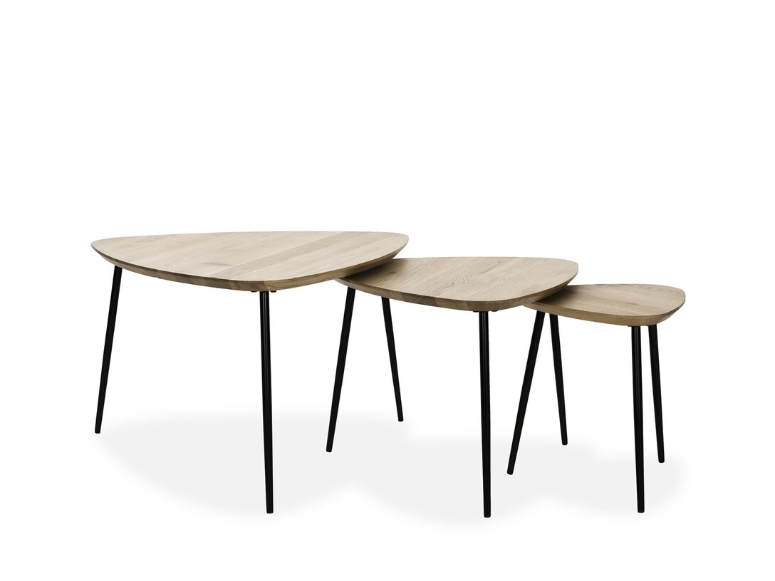 Zestaw trzech stolików kawowych Jafra Vintage  x 43/67/86 cm, śr. , kolor brązowy, materiał drewno