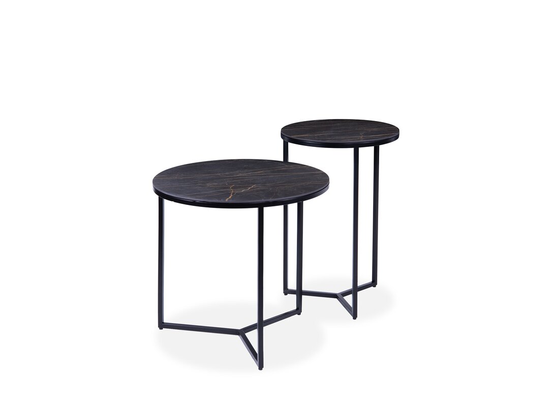 Komplet stolików Tavolini Cloe & Maia  x , śr. 55/40 cm, kolor czarny, materiał spiek kwarcowy