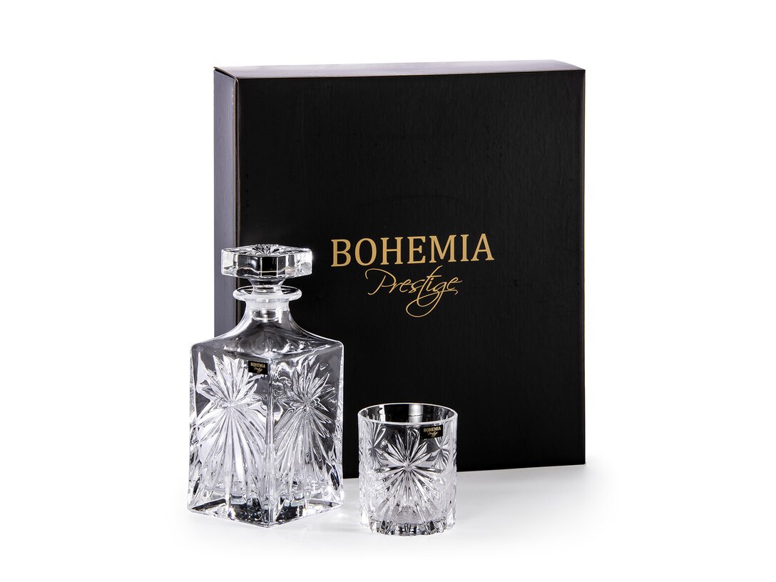 Zestaw do whisky Bohemia Milano karafka: 850 ml. szklanka: 320 ml, materiał szkło kryształowe, kolor transparentny