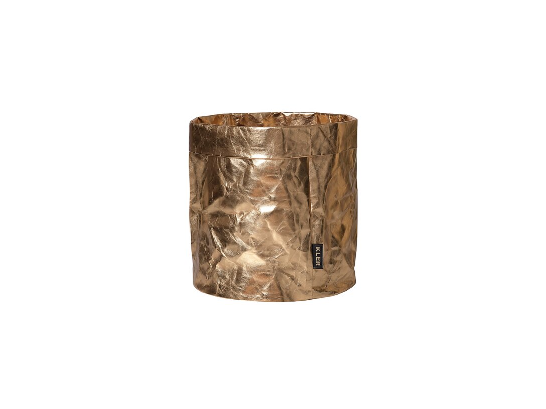 Osłonka na doniczkę Kler Accessories Eda 35 cm, kolor złoty, materiał celuloza