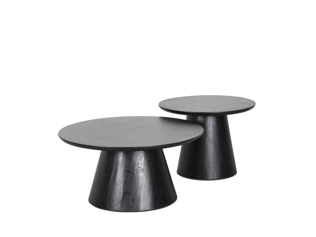 Komplet stolików KLER Fungo  x , śr. 60/80 cm, kolor czarny, materiał drewno