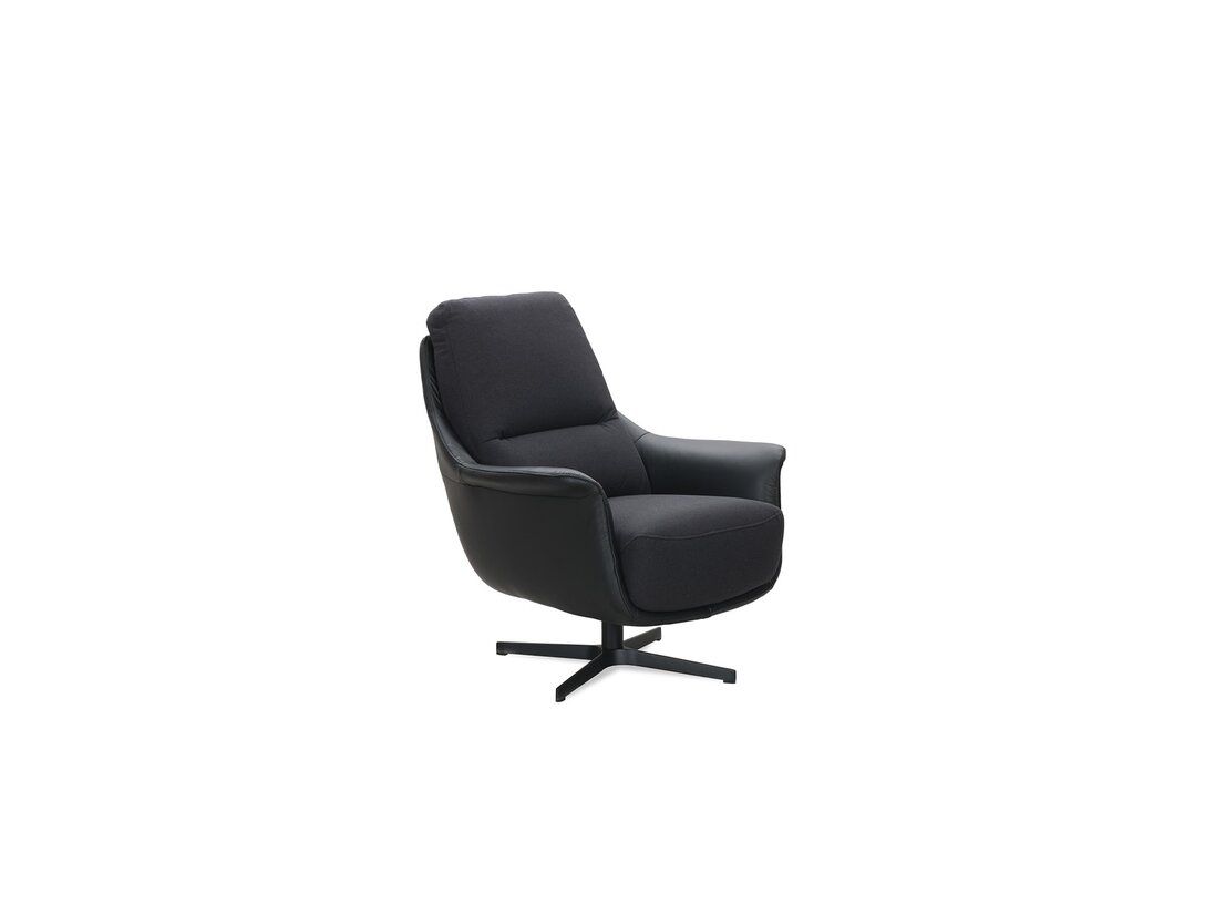 Fotel KLER Tango W170, kolor czarny, materiał tkanina/skóra Bristol / Elegante, funkcje: obrotowe siedzisko