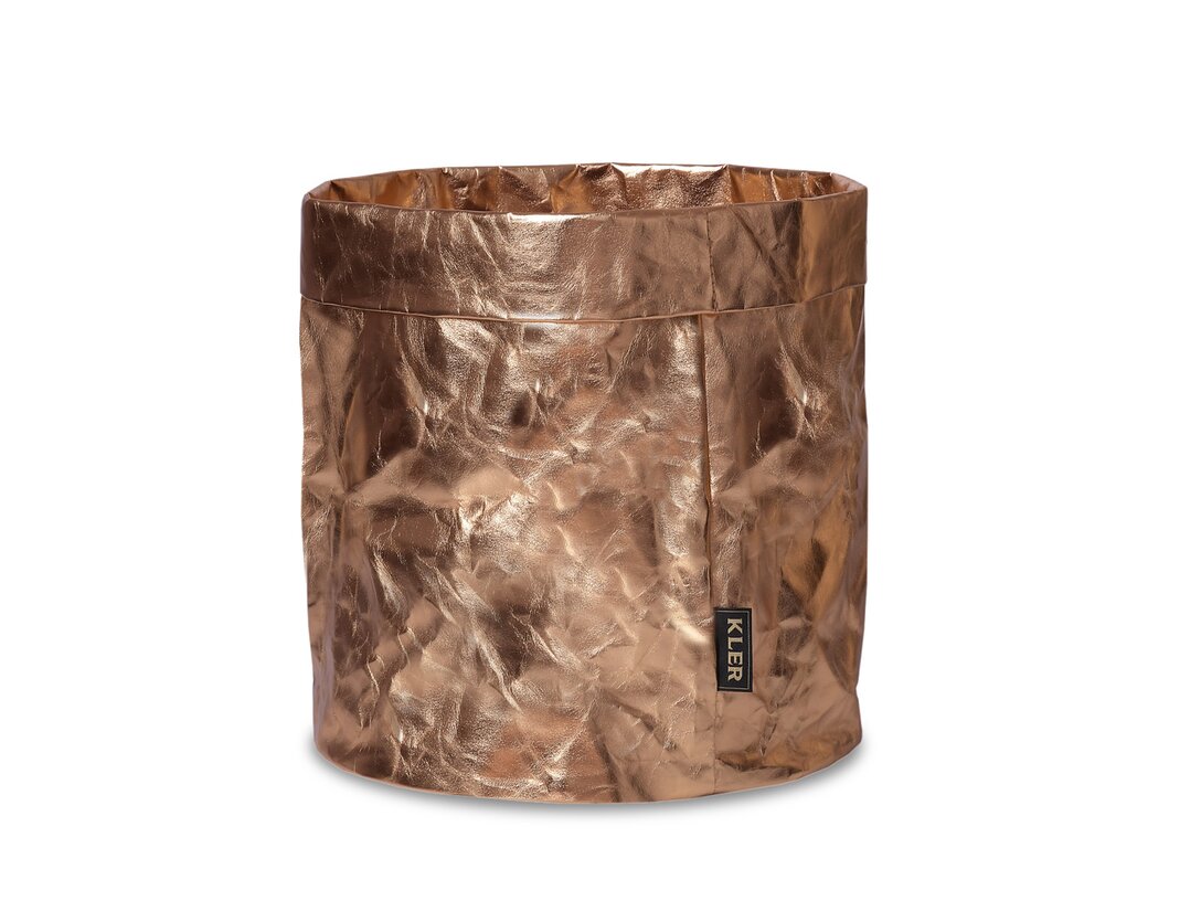 Osłonka na doniczkę Kler Accessories Eda 35 cm, kolor miedziany, materiał celuloza