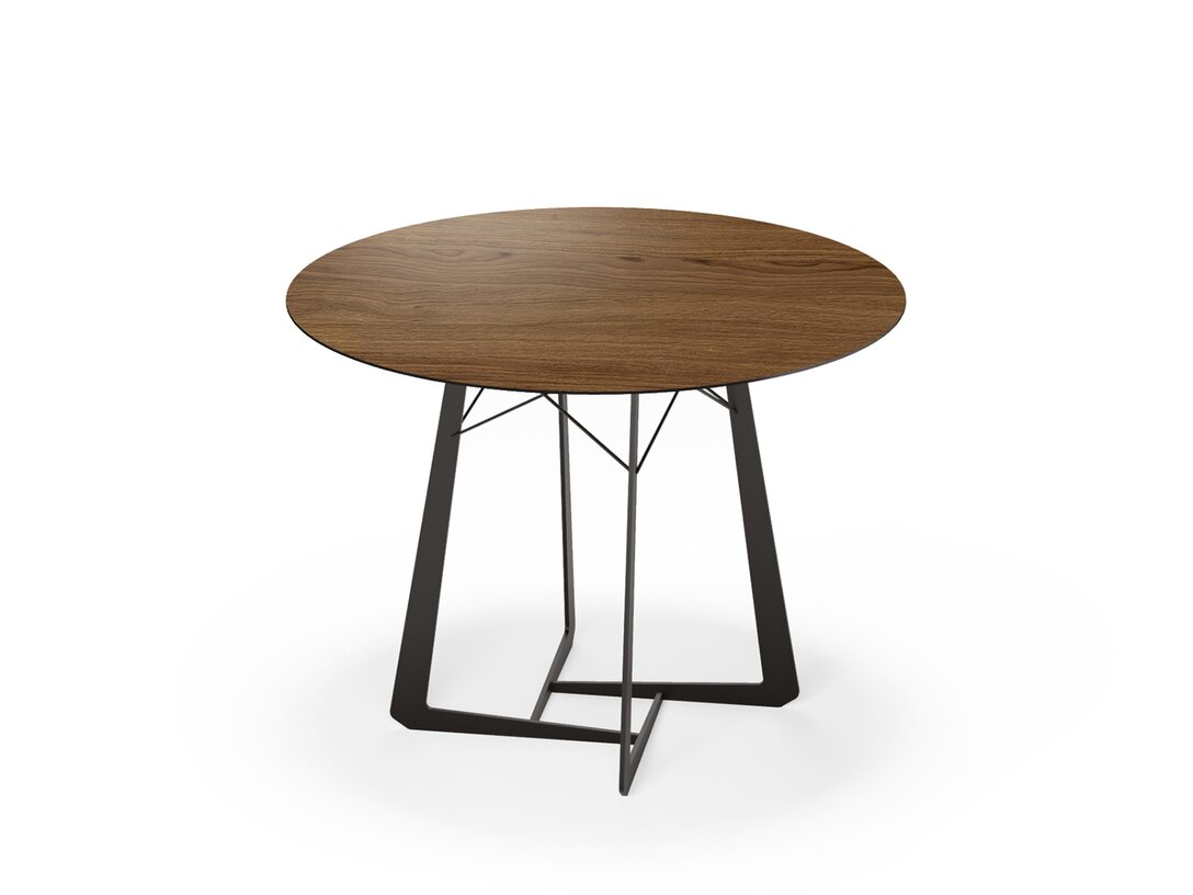 Stół KLER Range  x , śr. 88 cm, kolor brązowy, materiał fornir naturalny, rozkładanie nie