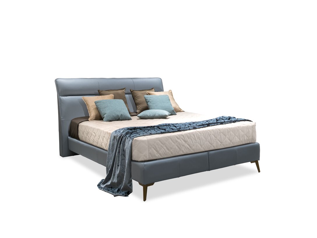 Postel kontinentální KLER Balletto L104 160x200 cm, barva modrá, materiál kůže Superiore, rošt ano, matrace ne, funkce: 