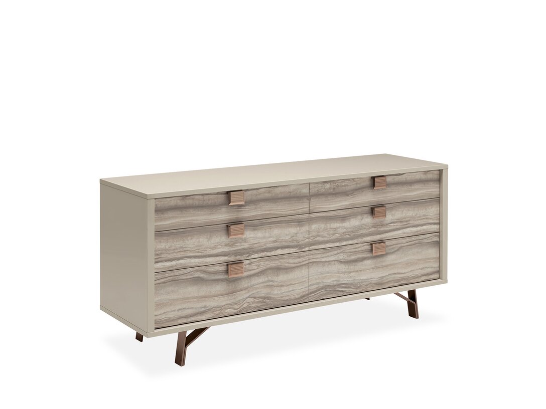 Komoda niska Alf Italia Jupiter, kolor beżowy, materiał okleina laminowana - okleina laminowana