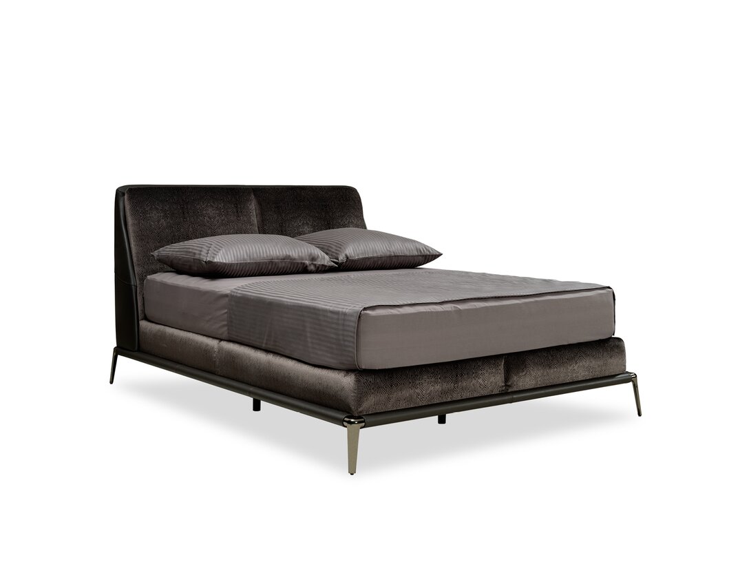 Postel kontinentální s matrací KLER Silenzio L108 160x200 cm, barva hnědá, materiál tkanina/kůže Enna, rošt ano, matrace ano, funkce: 