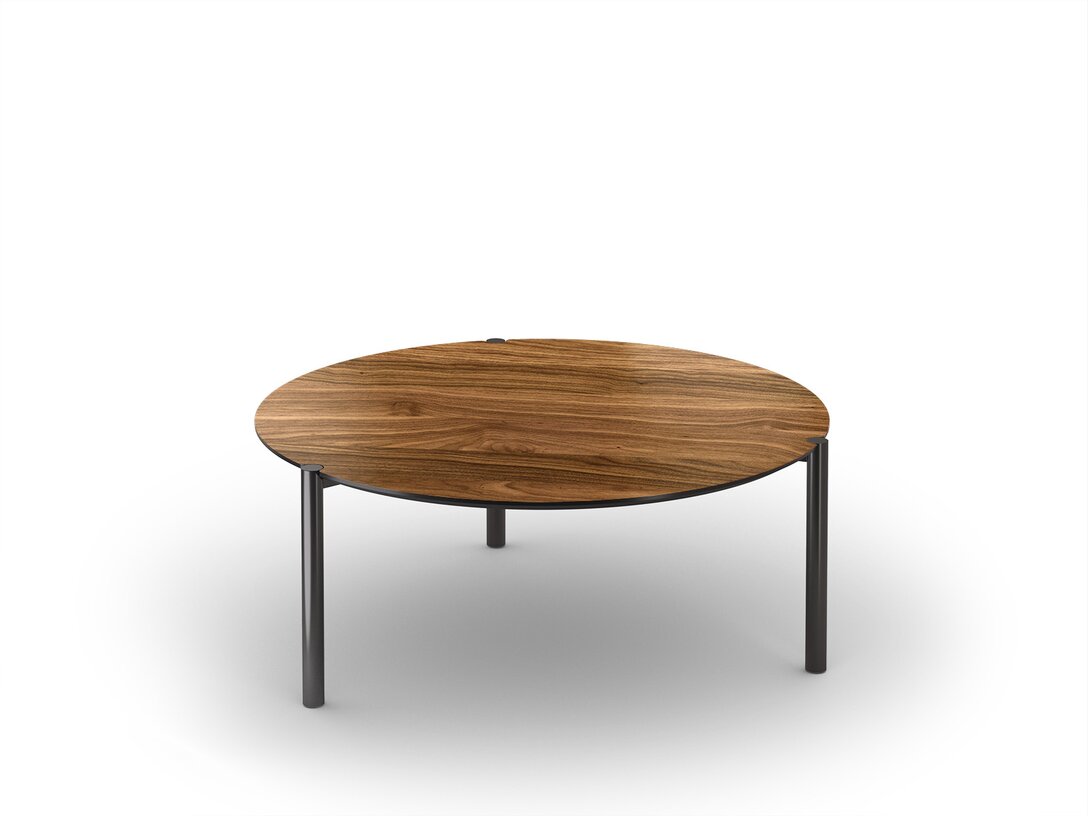 Stolik kawowy KLER Roto  x , śr. 88 cm, kolor brązowy, materiał fornir naturalny