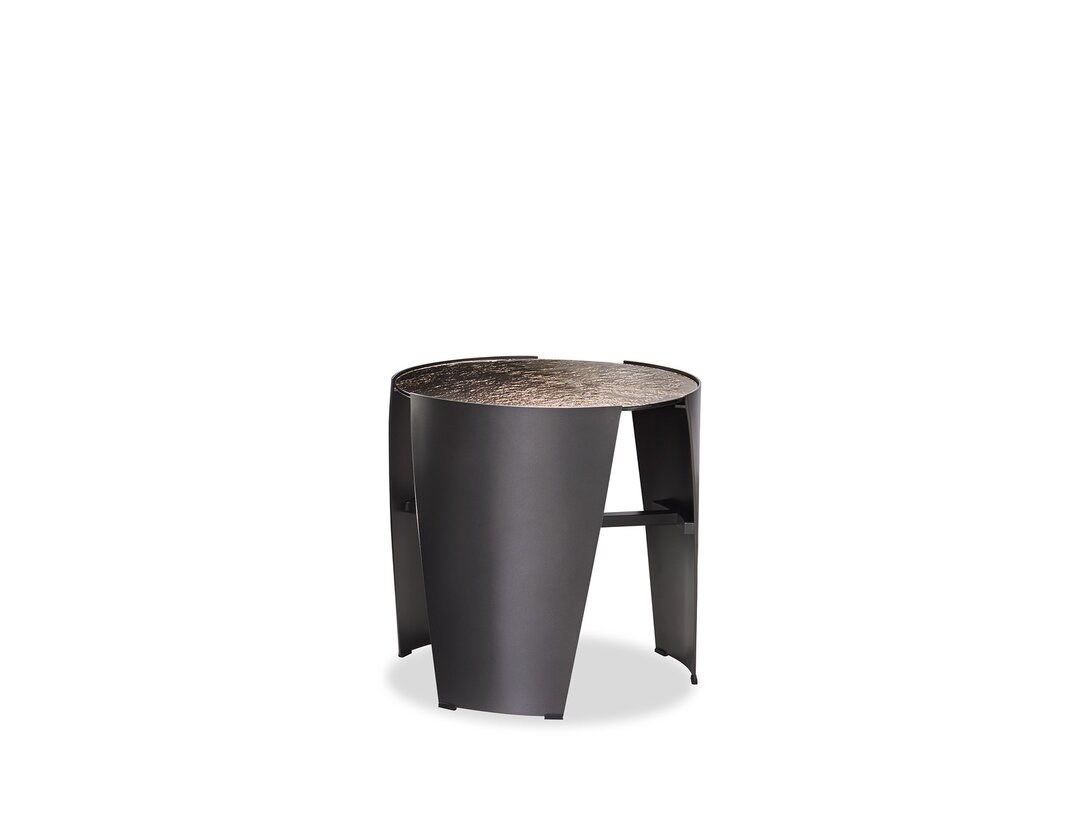 Stolik pomocniczy Kler Orta  x , śr. 50 cm, kolor brązowy, materiał szkło
