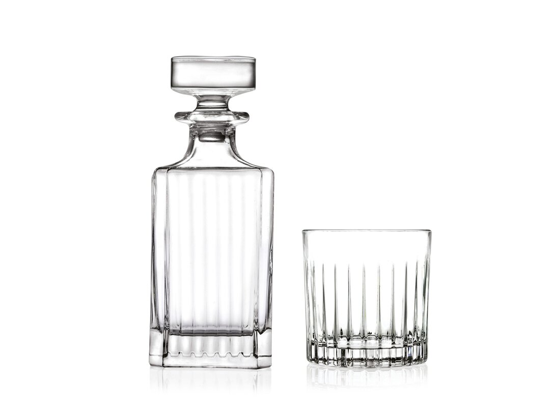 Zestaw do whisky RCR Timeless karafka: 750 ml, szklanka: 300 ml, materiał szkło kryształowe, kolor transparentny