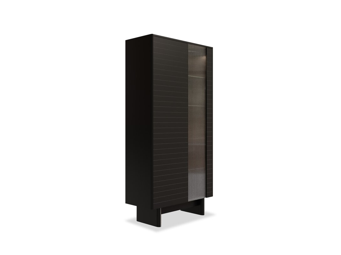 Vitrína Kler Radius, barva černá, materiál deska MDF - deska MDF, počet dveří 2