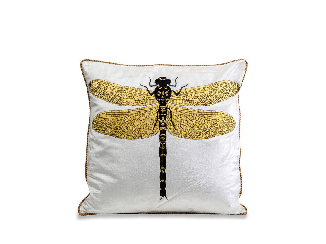 Dekorační polštář Kler Accessories Dragonfly 40x40 cm, barva bílá, materiál syntetický materiál