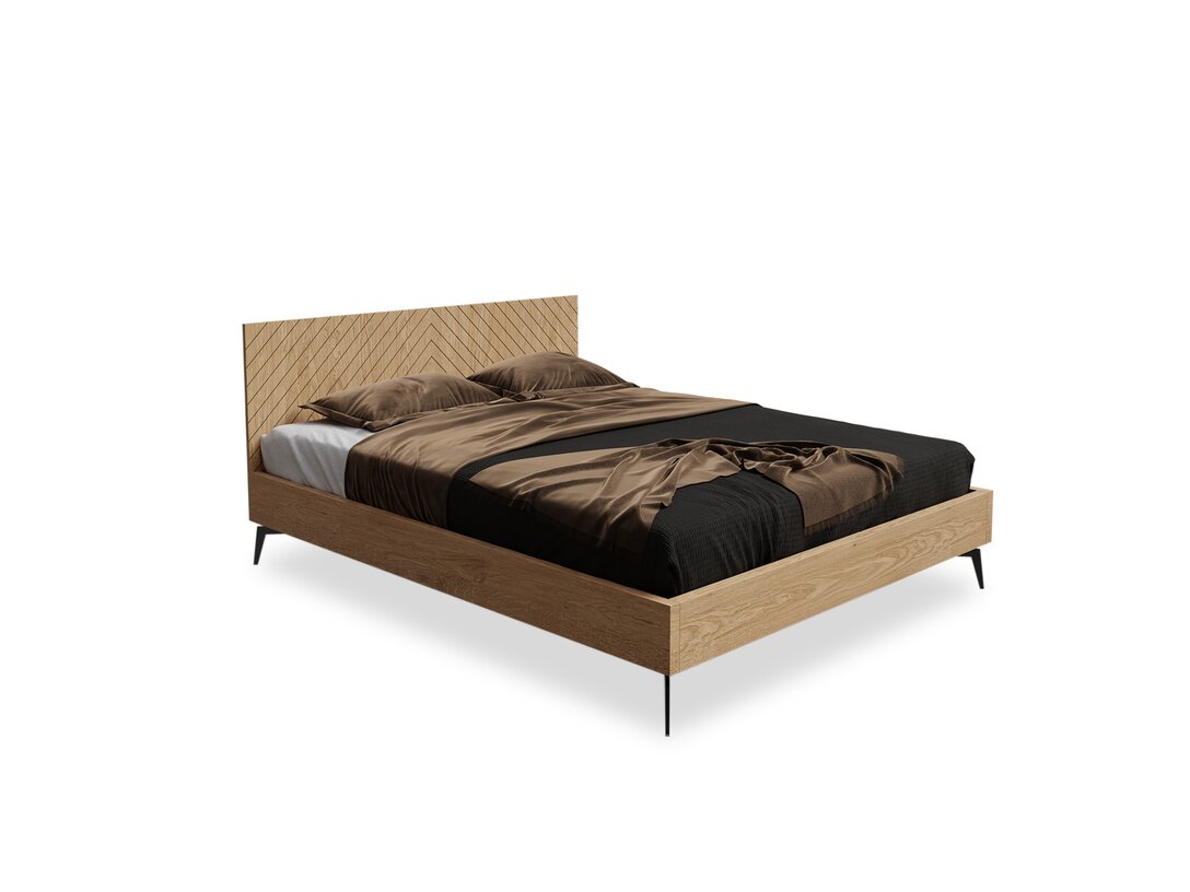 Postel KLER Abeto 160x200 cm, barva hnědá, materiál přírodní dýha Nedostupné, rošt ne, matrace ne, funkce: 