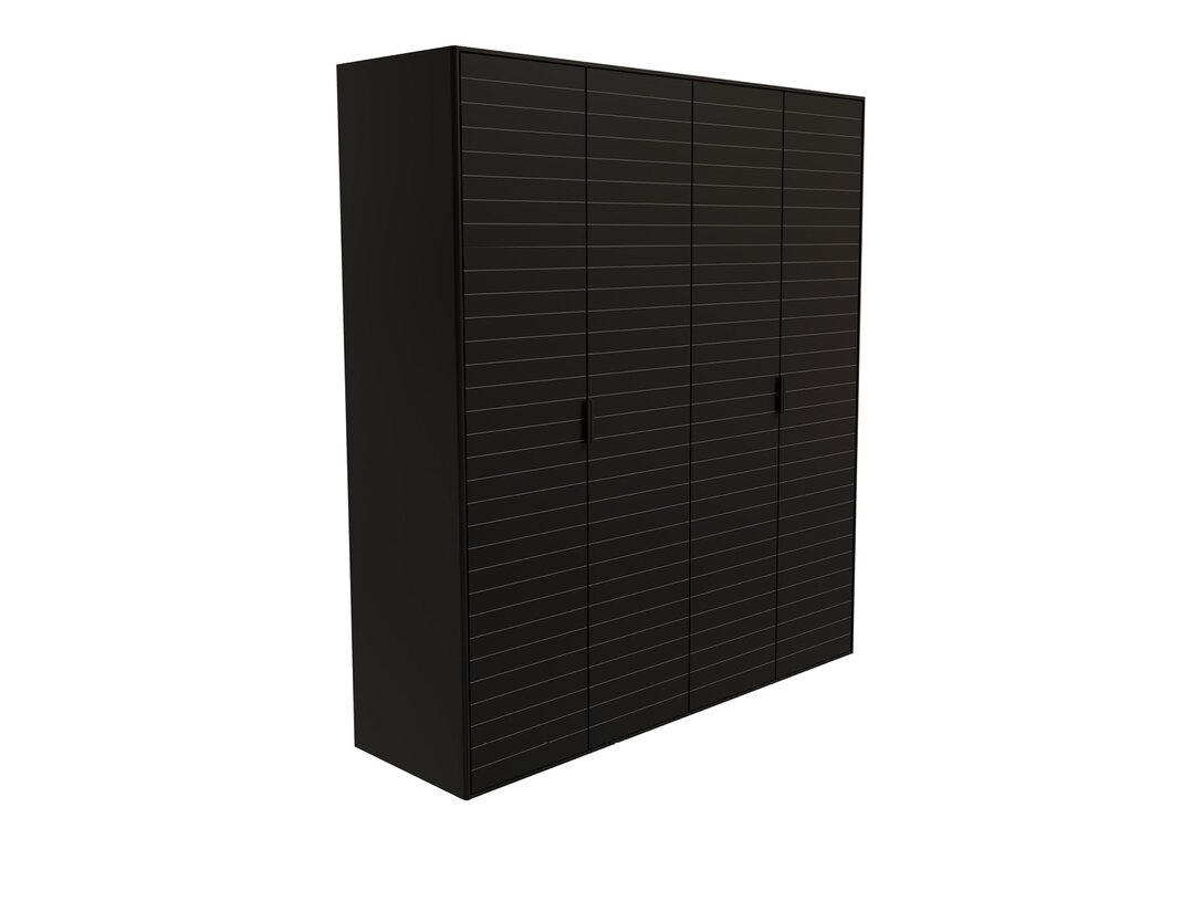 Skříň Kler Radius, barva černá, materiál deska MDF - deska MDF, počet dveří 4 (bez zrcadla)