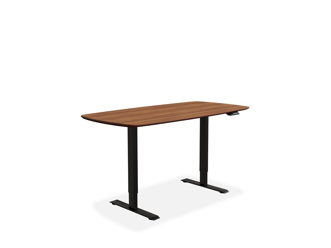 Nastavitelný pracovní stůl Kler Radius 160 cm x 80 cm, barva hnědá, materiál přírodní dýha - deska MDF