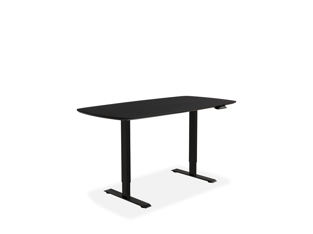 Nastavitelný pracovní stůl Kler Radius 160 cm x 80 cm, barva černá, materiál přírodní dýha - deska MDF