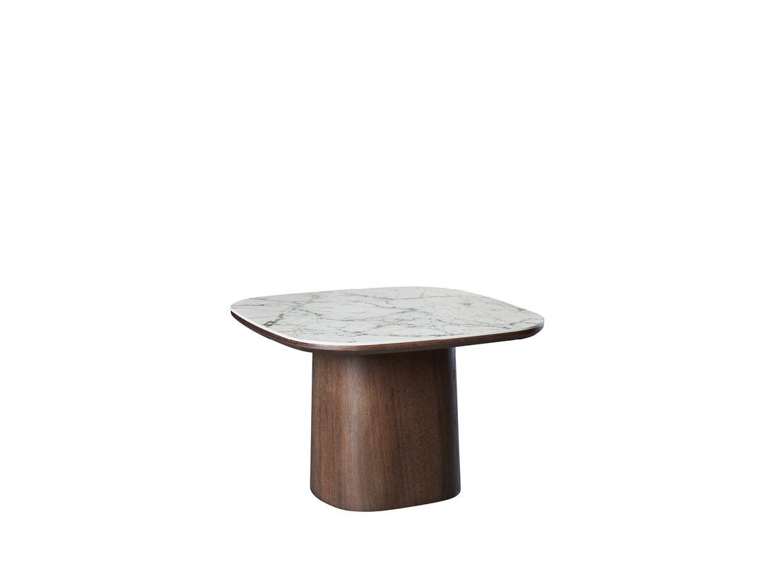 Stolek konferenční Kler Fungo 63 cm x 63 cm, prům. , barva hnědá, materiál přírodní dýha