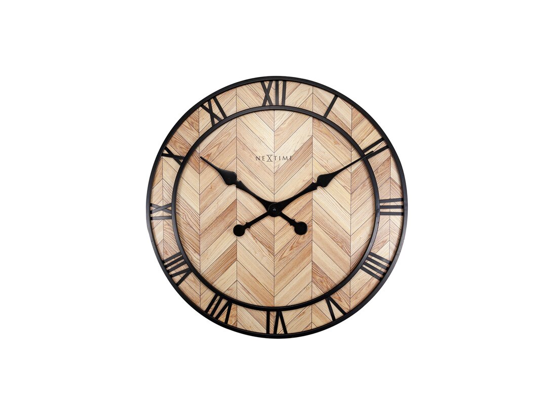 Zegar ścienny Nextime Roman Vintage 58cm, kolor brązowy, materiał drewno