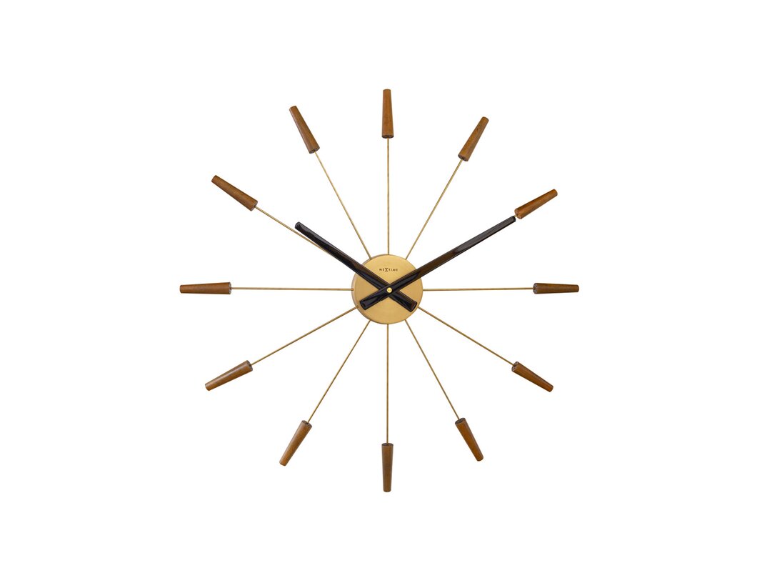 Zegar ścienny Nextime Plug Inn 58 cm, kolor brązowy, materiał stal