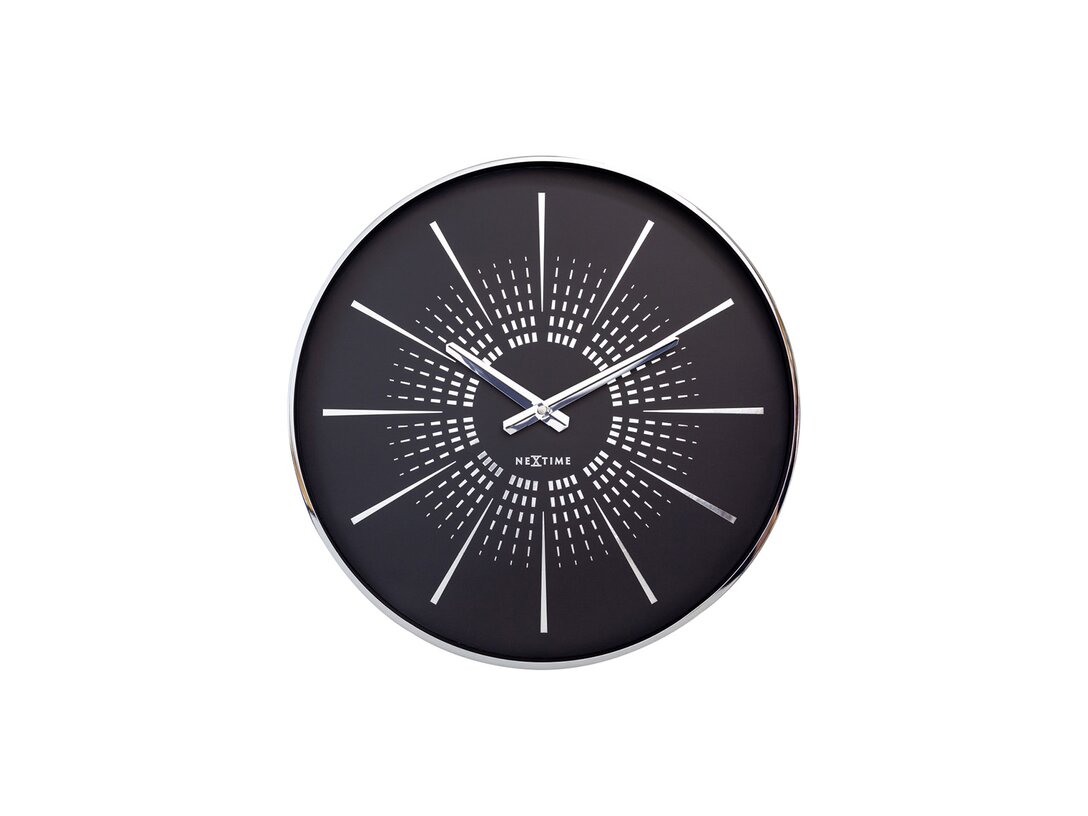 Zegar ścienny Nextime Excentric 40 cm, kolor czarny, materiał aluminium