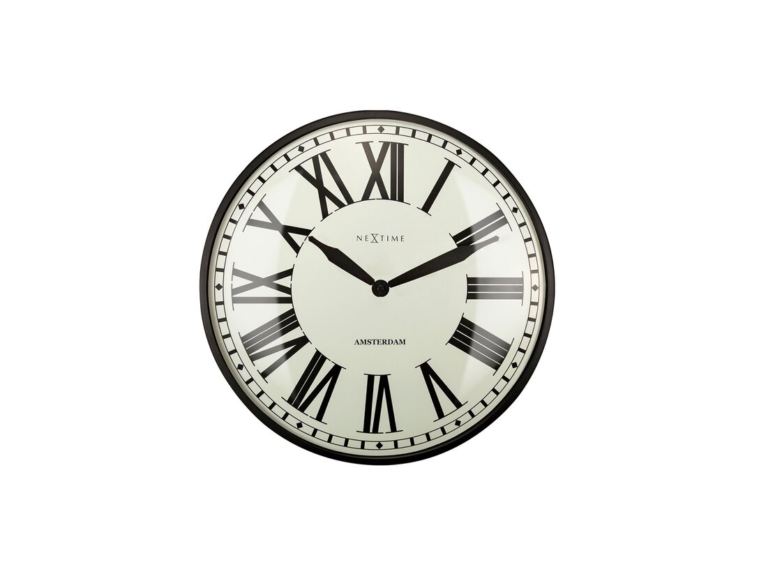 Zegar ścienny Nextime New Amsterdam 40 cm, kolor czarny, materiał metal