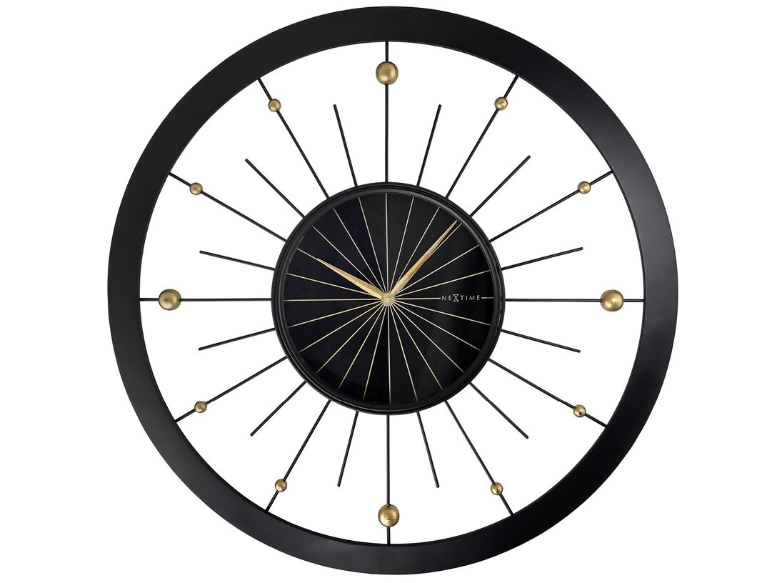 Zegar ścienny Nextime Orbit 90 cm, kolor czarny, materiał metal