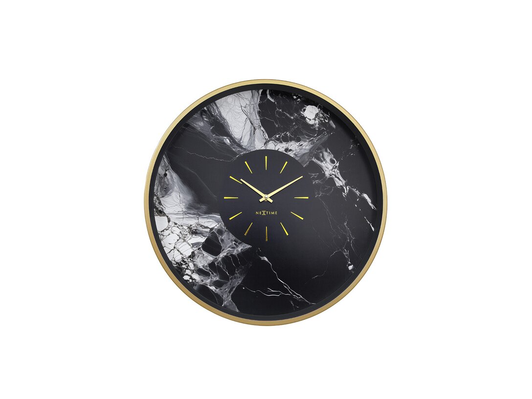 Zegar ścienny Nextime Marble Duo 48 cm, kolor złoty, materiał metal